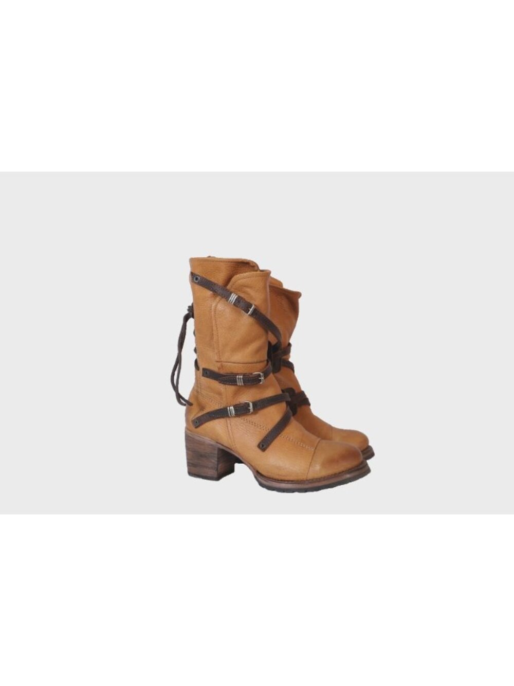 Freebird by Steven Cora Tan Ankle Boots Size 10 NIB Leather Buckles Boho